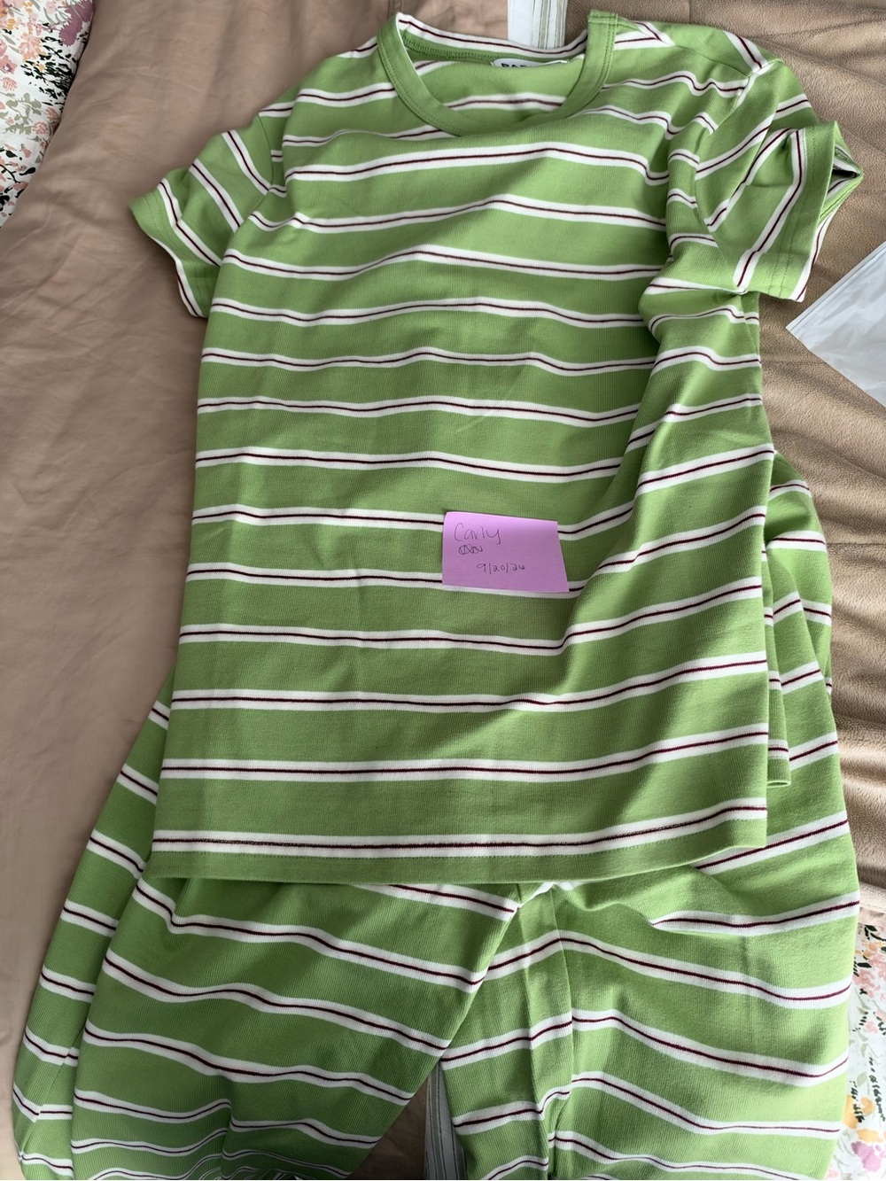 Parke Striped Shirt and Pants Set - Matcha size small NWT
